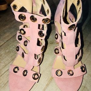 New baby pink wedges silver decor wedges